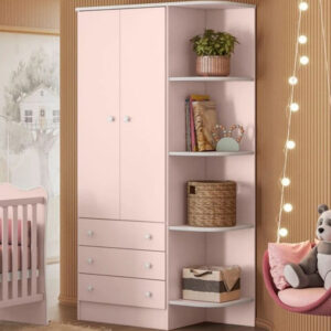 Roupeiro Infantil 2P 3G c/ Nicho Doce Sonho Rosa