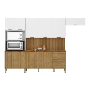Cozinha c/ Balcão Glam Freijó / Supremo / Ripado