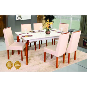 CONJ MESA RETANGULAR VIDRO ABEILLE 6C ABEILLE - MOVEIS SAO CARLOS