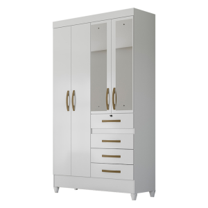 Roupeiro Sobral 4P 4G c/ Escpelho BRANCO-AZUL-LILAS-ROSA
