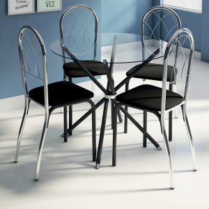 MESA MADRI 4C SAFIRA TAMPO VIDRO 6MM