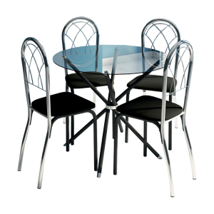 MESA MADRI 4C SAFIRA TAMPO VIDRO 6MM