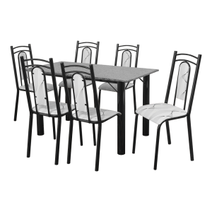 CONJ MESA GRANITO 150X75 6C 1031 TUBULAR PRETO