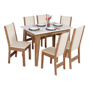MESA RETANGULAR GIOVANA 6 CADEIRA DUNA
