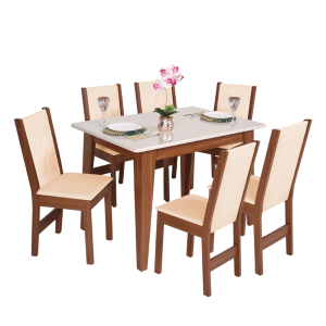 MESA RETANGULAR GIOVANA 6 CADEIRA DUNA