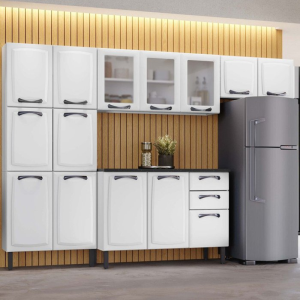 COZINHA C/ BALCÃO AÇO NEW PREMIUM (PAN-80 + ARM-80 + ARM-120 + BALC-120) - ITATIAIA