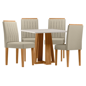 CONJ MESA RETANGULAR RUBI 1,60 C/VD 4C ANA - NEW CEVAL