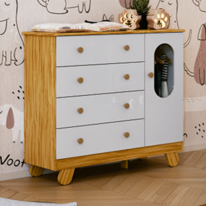 COMODA INFANTIL PINGO 1P/ 4G C/DETALHE PORTA - PEROBA