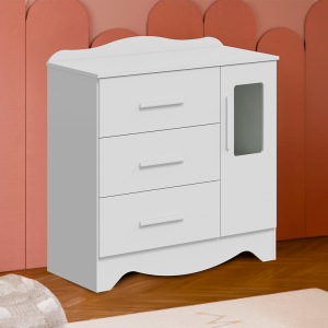 COMODA INFANTIL CLARA 1P/ 3G C/DETALHE PORTA - PEROBA
