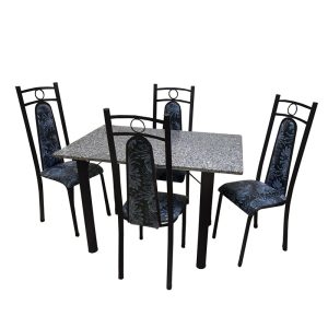 CONJ MESA GRANITO 115X75 4C 1014 TUBULAR PRETO - THAIS MOVEIS