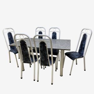 CONJ MESA GRANITO 150X75 6C 1015 TUBULAR BRANCO