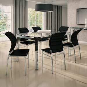 CONJ MESA RETANGULAR VIDRO DIAMANTE CLEAN 6C VERENA EXPOMOVEL - TUBFORM