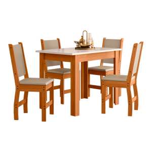 CONJ MESA RETANGULAR BELLAGIO 150X80 C/4 CAD CLARA - POLIMAN