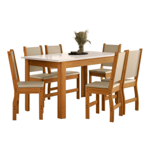 CONJ MESA RETANGULAR BELLAGIO 150X80 C/6 CAD CLARA - POLIMAN