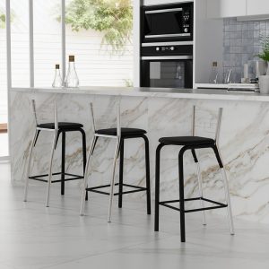 BANQUETA ALTA TURIM CROMADA /PRETO - TUBFORM