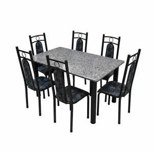 CONJ MESA GRANITO 150X75 6C 1014 TUBULAR PRETO - THAIS MOVEIS