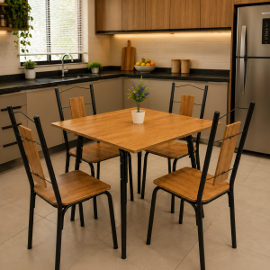 CONJ MESA QUADRADA DOHA 4C PETRA 80X80 - TUBFORM