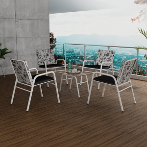 CONJ AREA PALERMO EPOX BRANCO/ PRETO FLORAL  - TUBFORM